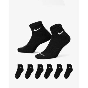 Nike Everyday Plus Cushion Ankle BLACK Athletic Socks SX6899-010 6 Pack M 6-8
